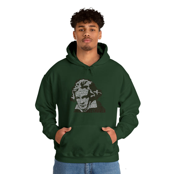 Ludwig van Beethoven Symphony Music | Unisex Hooded Hoodie Sweatshirt | Embrace Your Vibe | Calligram Word Design