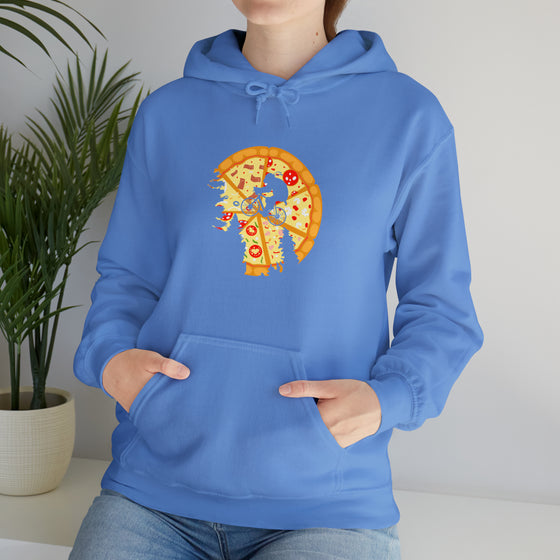 Pizza Moon Bike Ride Sweatshirt |  Abstract Unisex Hooded Hoodie Sweatshirt