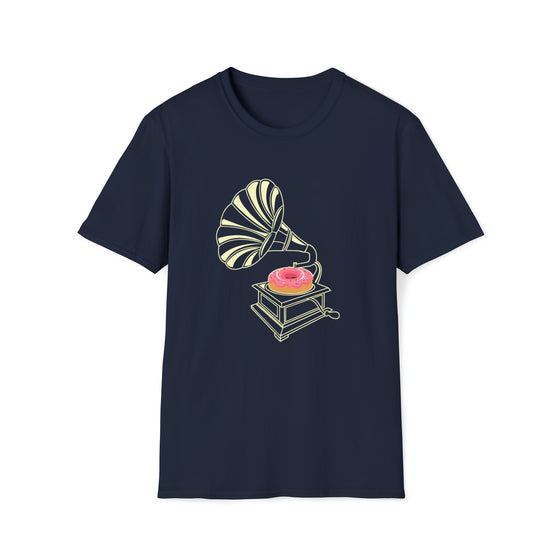 Gramophone Donut Record Music Shirt | Abstract Unisex Soft Style Tee T-Shirt