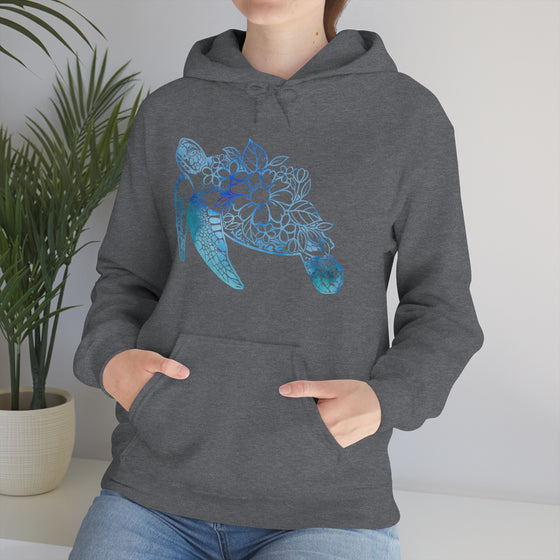 Floral Mandala Sea Turtle Sweatshirt | Unisex Hooded Hoodie Sweatshirt