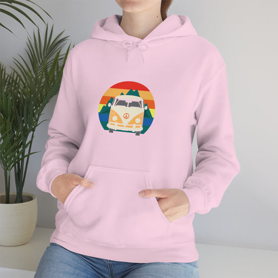 Chill Stitch – VW Van Mountains - Unisex Hooded Hoodie Sweatshirt – Embrace Your Vibe