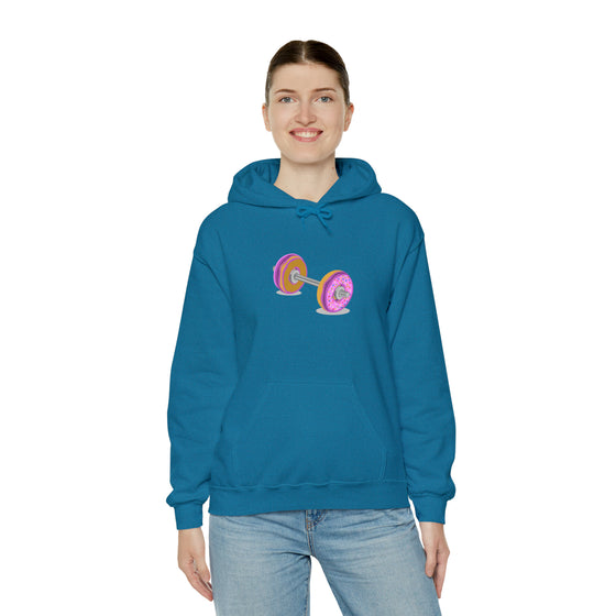Doughnut Barbell Foodie Sweatshirt | Abstract Unisex Hooded Hoodie Sweatshirt