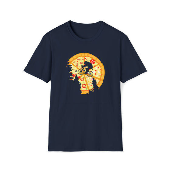 Pizza Moon Bike Ride Shirt | Abstract Unisex Soft Style Tee T-Shirt