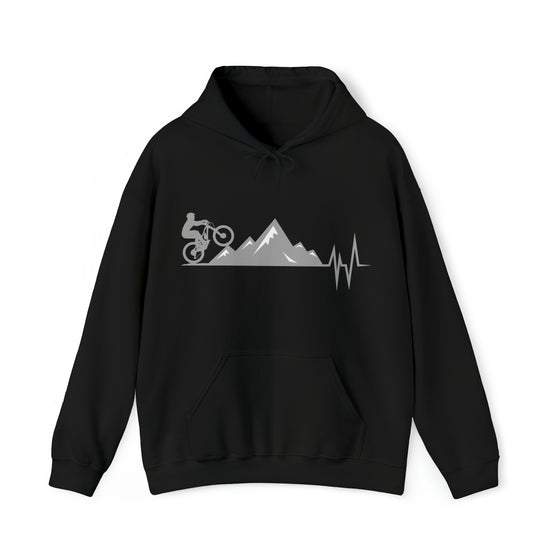 Bike Sweatshirt | MTB Mountain Heartbeat Bike Mountain Biking | Unisex Hooded Hoodie Sweatshirt