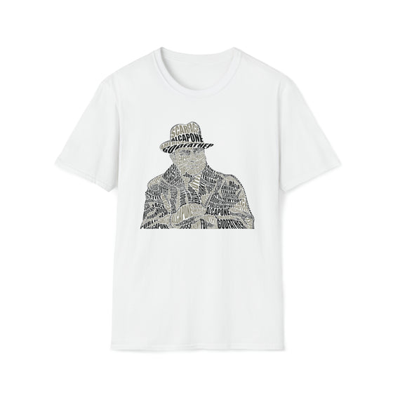 Al Capone Gangster | Unisex Soft Style Tee T-Shirt | Embrace Your Vibe | Calligram Word Design