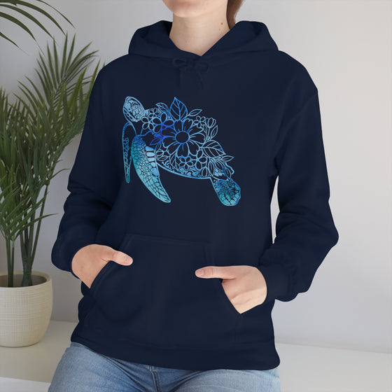 Floral Mandala Sea Turtle Sweatshirt | Unisex Hooded Hoodie Sweatshirt