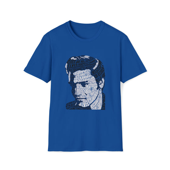 Elvis Presley Music Rock and Roll  | Unisex Soft Style Tee T-Shirt | Embrace Your Vibe | Calligram Word Design