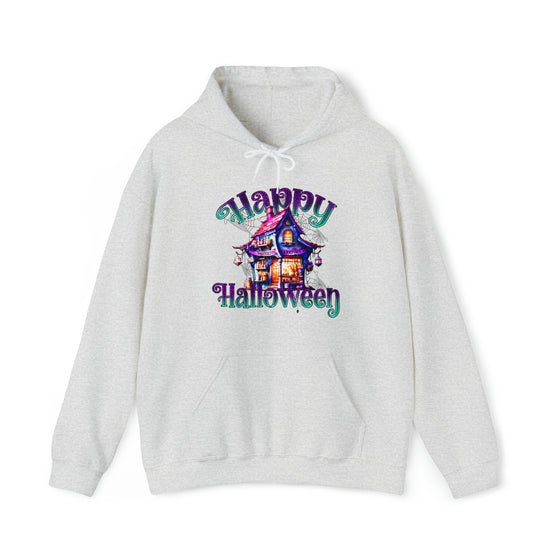 Halloween Sweatshirt | Happy Halloween Haunted House | Unisex Hooded Hoodie Sweatshirt