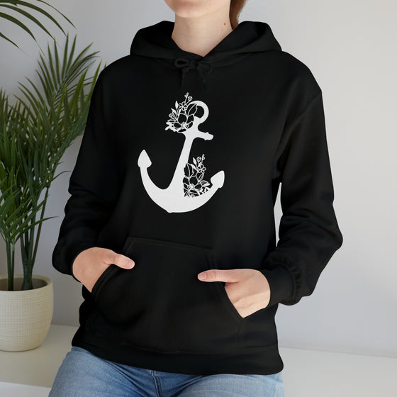 Floral Boat Anchor Boating Sweatshirt | Unisex Hooded Hoodie Sweatshirt