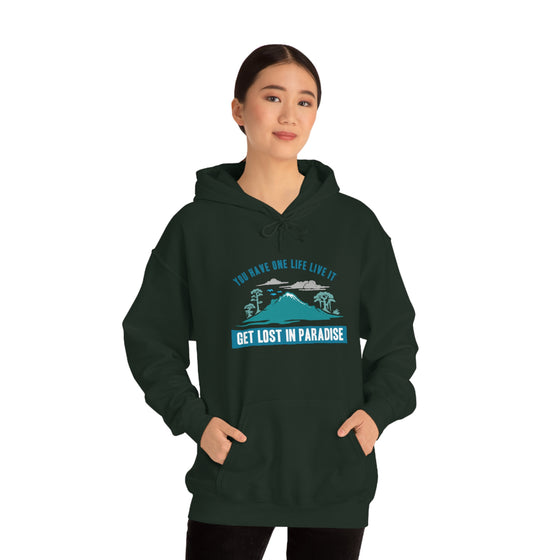 Chill Stitch – Get Lost in Paradise - Unisex Hooded Hoodie Sweatshirt – Embrace Your Vibe