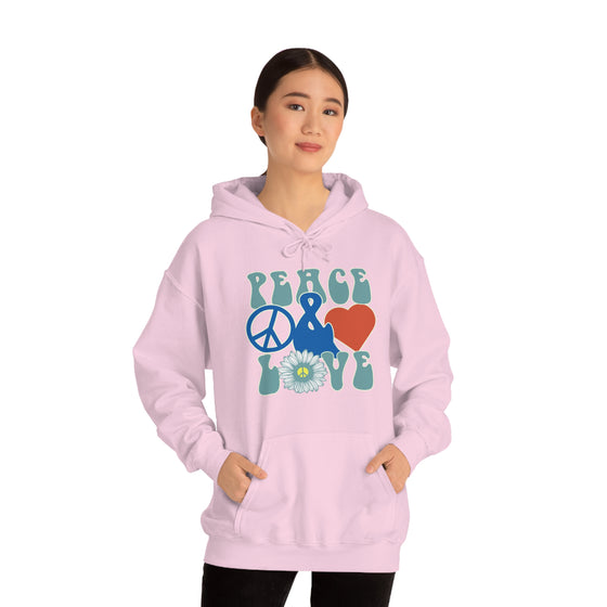 Chill Stitch – Peace & Love - Unisex Hooded Hoodie Sweatshirt – Embrace Your Vibe