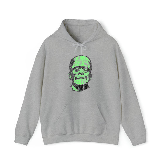 Frankenstein | Unisex Hooded Hoodie Sweatshirt | Embrace Your Vibe | Calligram Word Design