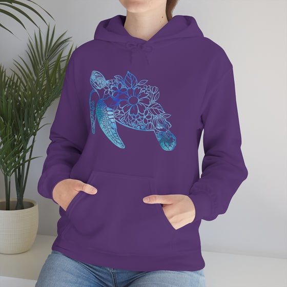 Floral Mandala Sea Turtle Sweatshirt | Unisex Hooded Hoodie Sweatshirt