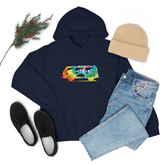 Chill Stitch – VW Tie-dye Van - Unisex Hooded Hoodie Sweatshirt – Embrace Your Vibe