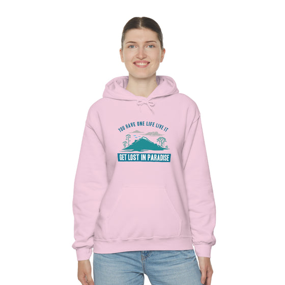 Chill Stitch – Get Lost in Paradise - Unisex Hooded Hoodie Sweatshirt – Embrace Your Vibe