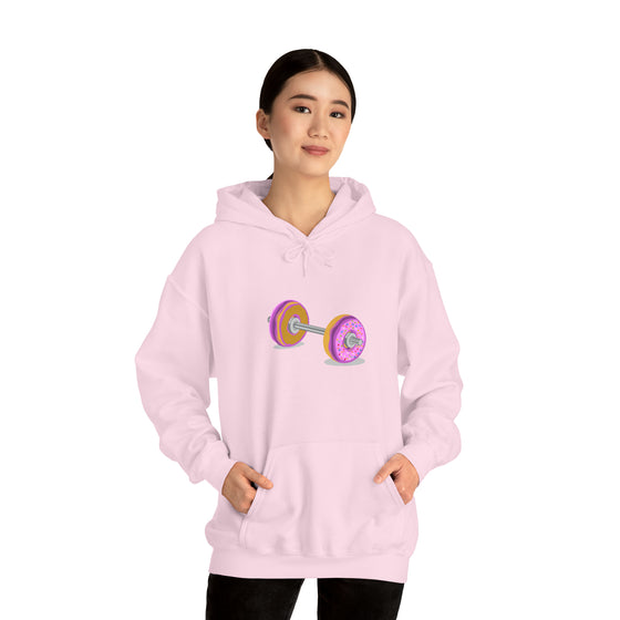 Doughnut Barbell Foodie Sweatshirt | Abstract Unisex Hooded Hoodie Sweatshirt