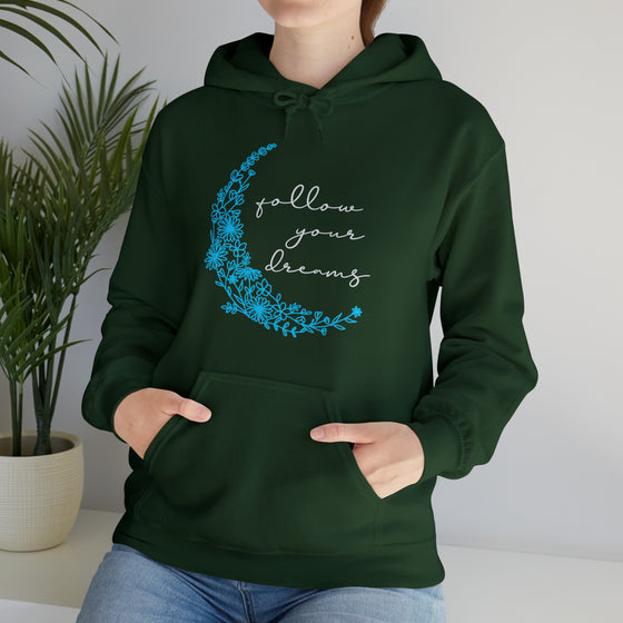 Boho Follow Your Dreams Moon Crescent | Unisex Hooded Hoodie Sweatshirt | Embrace Your Vibe