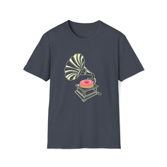 Gramophone Donut Record Music Shirt | Abstract Unisex Soft Style Tee T-Shirt