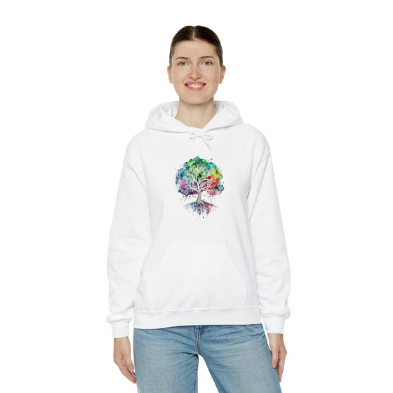 Lake Sweatshirt | Tree of Life Watercolor V4 Color Burst | Unisex Hooded Hoodie Sweatshirt