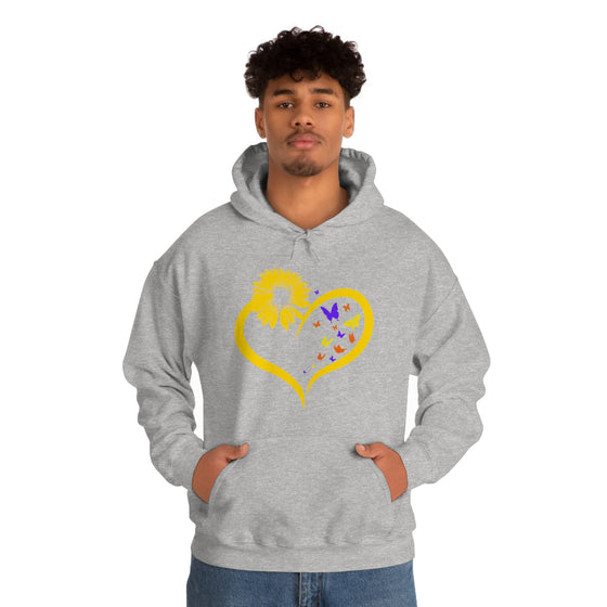 Butterflies Sunflower | Unisex Hooded Hoodie Sweatshirt | Embrace Your Vibe