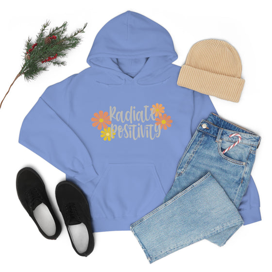 Chill Stitch – Radiate Positivity - Unisex Hooded Hoodie Sweatshirt – Embrace Your Vibe