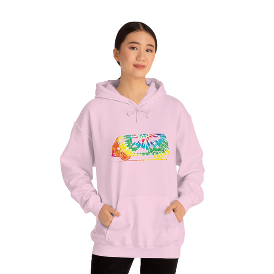 Chill Stitch – VW Tie-dye Van - Unisex Hooded Hoodie Sweatshirt – Embrace Your Vibe