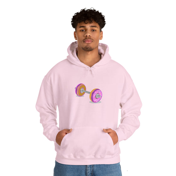 Doughnut Barbell Foodie Sweatshirt | Abstract Unisex Hooded Hoodie Sweatshirt