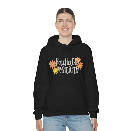 Chill Stitch – Radiate Positivity - Unisex Hooded Hoodie Sweatshirt – Embrace Your Vibe