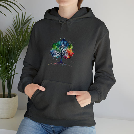 Lake Hoodie | Tree of Life Watercolor Color Burst V3 | Unisex Hooded Hoodie Sweatshirt