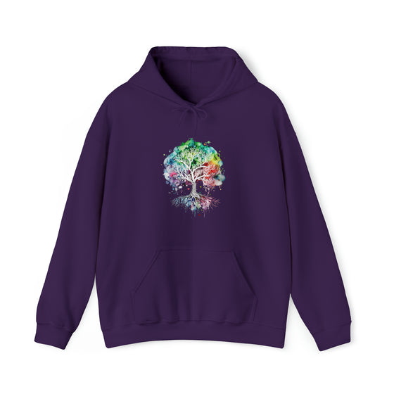 Lake Sweatshirt | Tree of Life Watercolor V4 Color Burst | Unisex Hooded Hoodie Sweatshirt