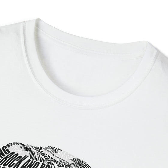 Elvis Presley Music Rock and Roll  | Unisex Soft Style Tee T-Shirt | Embrace Your Vibe | Calligram Word Design