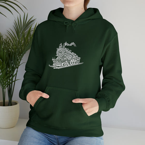 Abstract Sweatshirt | Train Locomotive Song Music Notes | Abstract Unisex Hooded Hoodie Sweatshirt