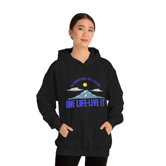 Chill Stitch – Mountains One Life Live It - Unisex Hooded Hoodie Sweatshirt – Embrace Your Vibe