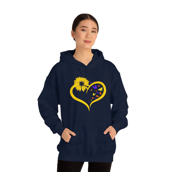 Butterflies Sunflower | Unisex Hooded Hoodie Sweatshirt | Embrace Your Vibe