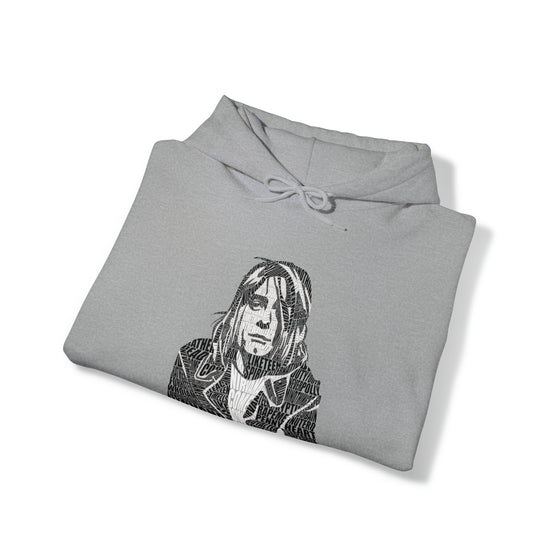 Kurt Cobain | Unisex Hooded Hoodie Sweatshirt | Embrace Your Vibe | Calligram Word Design
