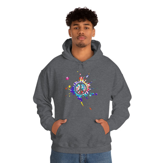 Chill Stitch – Peace Sign Color Splat - Unisex Hooded Hoodie Sweatshirt – Embrace Your Vibe