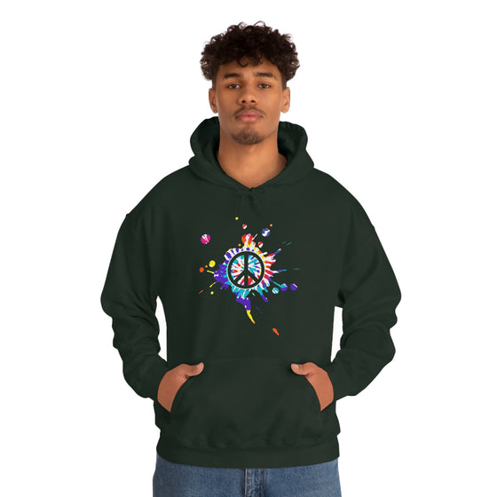 Chill Stitch – Peace Sign Color Splat - Unisex Hooded Hoodie Sweatshirt – Embrace Your Vibe