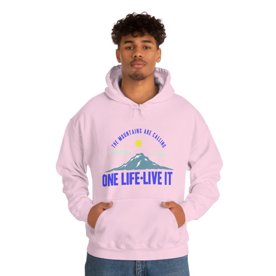 Chill Stitch – Mountains One Life Live It - Unisex Hooded Hoodie Sweatshirt – Embrace Your Vibe