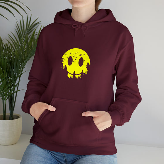 Smiley Sweatshirt | Forest Moon | Abstract Unisex Hooded Hoodie Sweatshirt