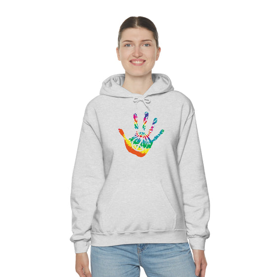 Chill Stitch –Tie-dye Peace Hand - Unisex Hooded Hoodie Sweatshirt – Embrace Your Vibe