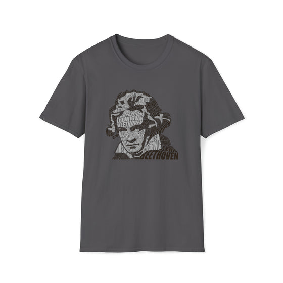 Ludwig van Beethoven Symphony Music Conductor | Unisex Soft Style Tee T-Shirt | Calligram Word Design