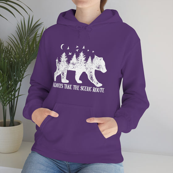 Bear Always Take Scenic Route | Unisex Hooded Hoodie Sweatshirt | Embrace Your Vibe