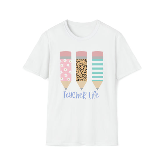 Teacher Life Shirt | Teaching Pencils School | Unisex Soft Style Tee T-Shirt