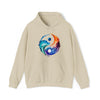 Yoga Seatshirt | Yin Yang Sign V3 Watercolor Flowing | Unisex Hooded Hoodie Sweatshirt