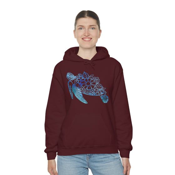 Floral Mandala Sea Turtle Sweatshirt | Unisex Hooded Hoodie Sweatshirt