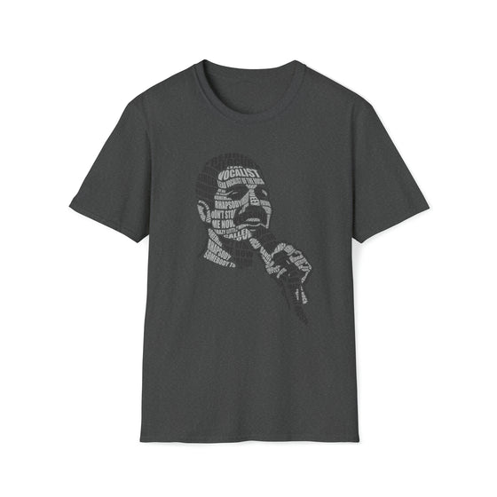 Abstract Shirt |  Freddy Mercuri | Unisex Soft Style Tee T-Shirt | Calligram Word Design