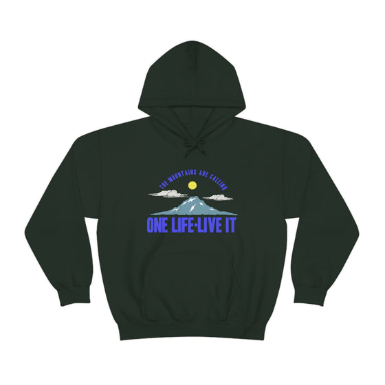 Chill Stitch – Mountains One Life Live It - Unisex Hooded Hoodie Sweatshirt – Embrace Your Vibe