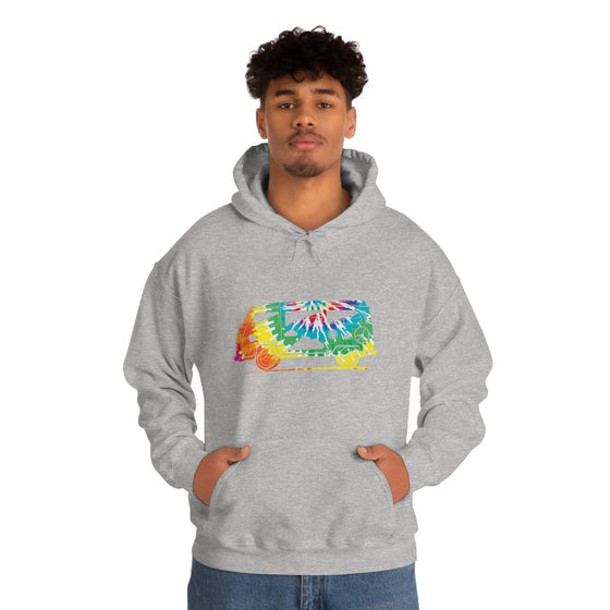 Chill Stitch – VW Tie-dye Van - Unisex Hooded Hoodie Sweatshirt – Embrace Your Vibe
