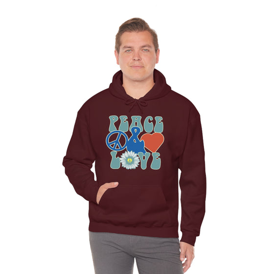 Chill Stitch – Peace & Love - Unisex Hooded Hoodie Sweatshirt – Embrace Your Vibe