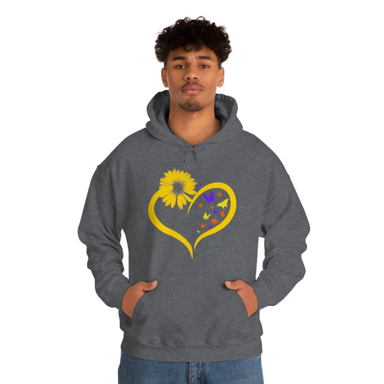 Butterflies Sunflower | Unisex Hooded Hoodie Sweatshirt | Embrace Your Vibe